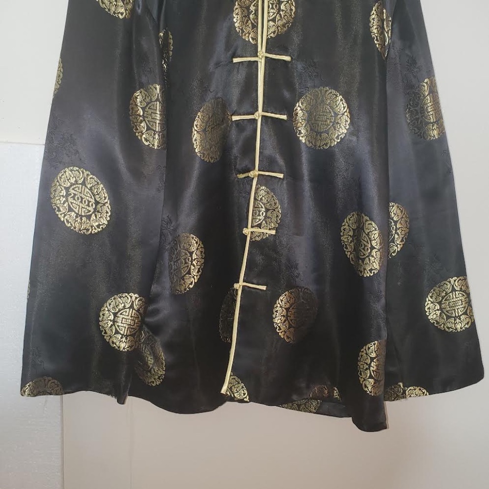 Mens Vintage Chinese Black/ Gold Tang Suit with Stand-up Collar (Jacket & Pants) - Picture 4 of 15